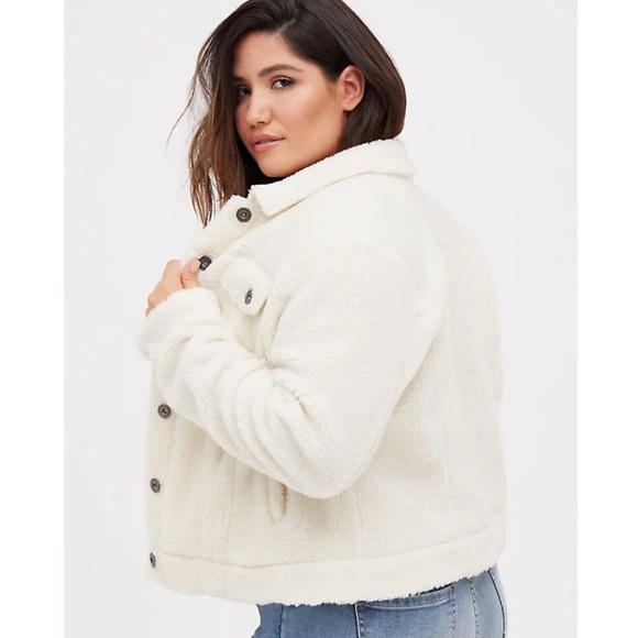 TRUCKER JACKET - FAUX SHEARLING WHITE - Picture 3 of 4